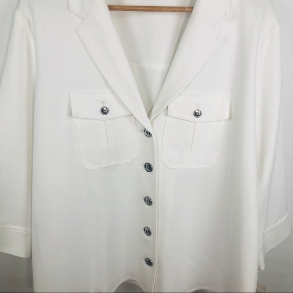 Worth New York White Button Up Blouse or Blazer - Picture 2 of 6